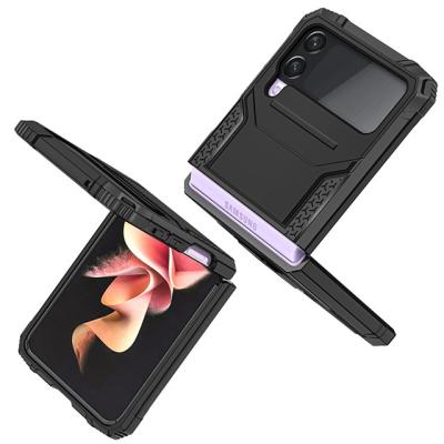 China Shockproof For Samsung Galaxy Z Flip 3 Magnetic Kickstand Folding Case PC+TPU Ring Stand Mobile Phone Case Cover for sale