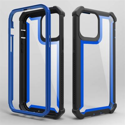 China Shockproof Cell Phone Case 2 IN 1 Clear Back Cover For iPhone 13 Max Hybrid TPU Pro PC Rugged Case for sale