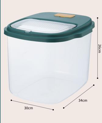 China PET+PP Guaranteed Quality Rice and Grain Box 15kg Large Capacity Transparent Kitchen Rice Storage Container for sale