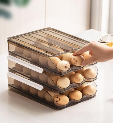 China Fresh Preservation Factory Outlet Slide Design Egg Fridge Multilayer Automatic Rolling Egg Fresh Storage Box for sale