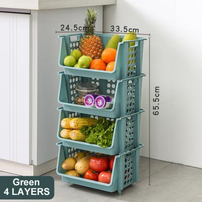 China Sustainable Hot Selling Widely Used Kitchen Storage Basket 4 Layers Large Capacity Storage Container Food for sale