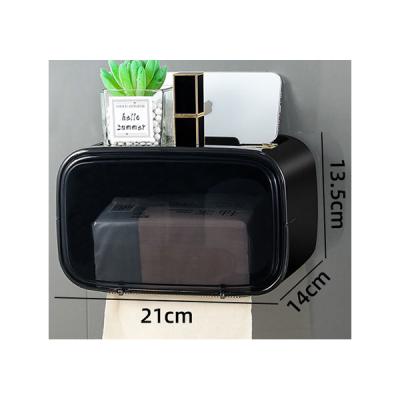 China Factory Supply Bathroom Tissue Organizer Wall Mounted Viable Tissue Rack Transparent Tissue Box for sale