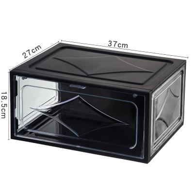 China Good Quality Modern Wholesale Customized Rectangle Black Stackable Shoe Box Dustproof for sale