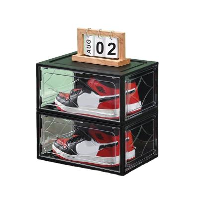 China Factory Supply Magic Shoe Box Rectangle Shoe Box Modern Stackable Cabinet Shoe Display Storage Box for sale