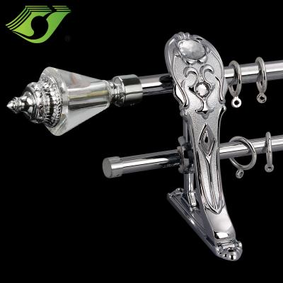 China Country JNS Satin Nickel Curtain Pipe Finial Glass Curtain Rod As Curtain Pole Tracks And Accessories en venta