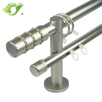 China JNS Modern Metal Curtain Rods Style Finials Curtain Rods Aluminum Single Tension Curtain Pole 16 19mm Double Europe 25 19mm en venta