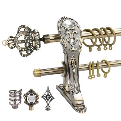 China Country Stardeco Living Room Double Curtain Rods Sets With Finials Backing And Fancy Curtain Bracket Factory Price for sale