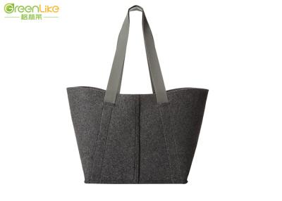 China Dunkelgraue Woll-Felt-Tote Polyester-Tote-Taschen mit langen PP-Griffe zu verkaufen