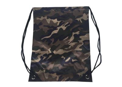 China Camuflaje Mochila Cinch Impresa PU Cuero Sacos Cinch personalizados en venta