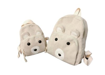 China Bolsa de algodón corduroy Kid Mochila dibujos animados Bolsa escolar para niño en venta