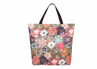 China Eco Friendly RPET Foldable Tote Bag with Waterproof Coating PP Webbing Handle Full Printing Design zu verkaufen