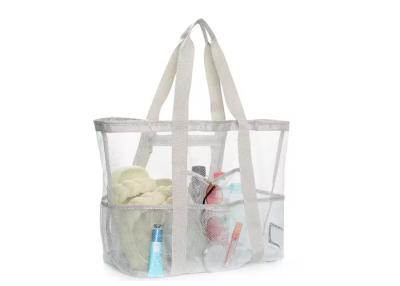 Κίνα Customized transparent beach tote bag Beige Polyester Mesh Tote Bags For Eco Friendly Shopping προς πώληση