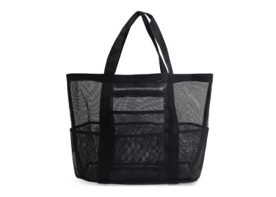 China custom black Polyester Mesh Tote Bags beach bag large capacity zu verkaufen