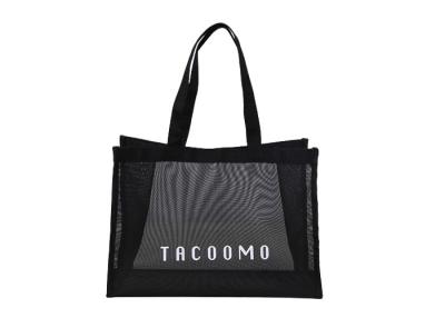 중국 100% 폴리에스테르 검은색  Mesh Beach Tote Bag With Print 판매용