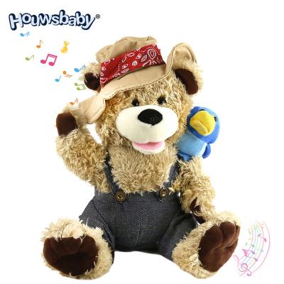 China Plush Singing Teddy Bear Stuffed Animal Gift for Kids Boys Girls Girls Electronic Interactive Cowboy Toy with Pal Friend Plush Toy for sale