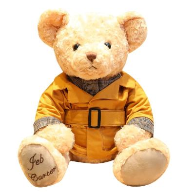 China Cute and Sensitive Animal Plush Toy Customized British Trench Coat Teddy Bear Plush Toy for sale