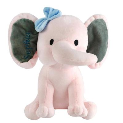 China Pink Baby Elephant Plush Toy Customized Plush Toy Stuffed Animal Elephant Soft Toy Embroidered Name On Ear Wholesale for sale