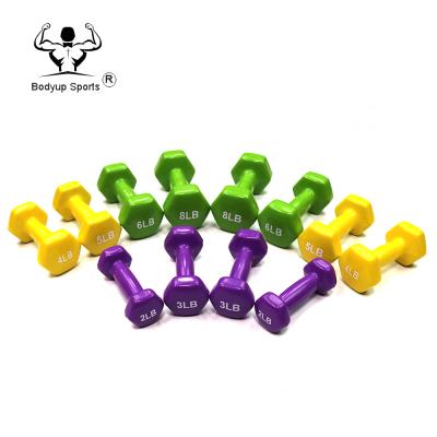 China Universal High Quality Hexagon Ends Vinyl Dip Dumbbell for sale