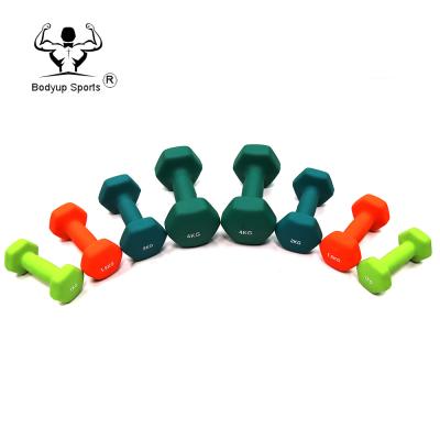 China Universal Banana Grip PVC Coated Neoprene Dumbbell for sale