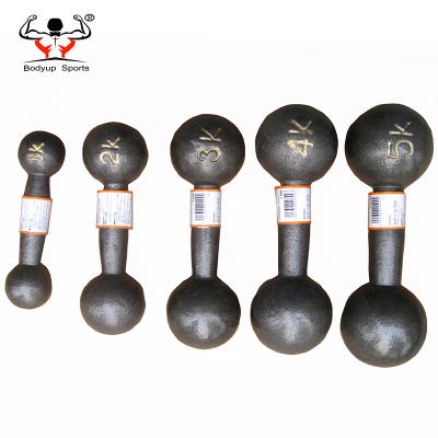 China Cross Fitted Weightlifting High Quality Fixed Head Cast Iron Round Dumbbell for sale