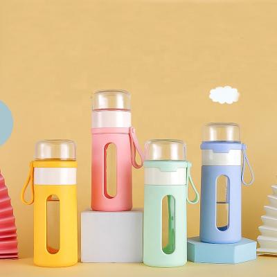 China Wholesale Price Viable Colorful Portable Colorful Glass Water Bottles Juice Coffee Separation Bottle 500ml Tea Drinking Bottle for sale