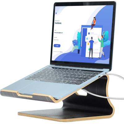 China Other SAMDI Ergonomic Wooden Laptop Stand For Universal Desktop Laptop Stand Holder For Macbook for sale