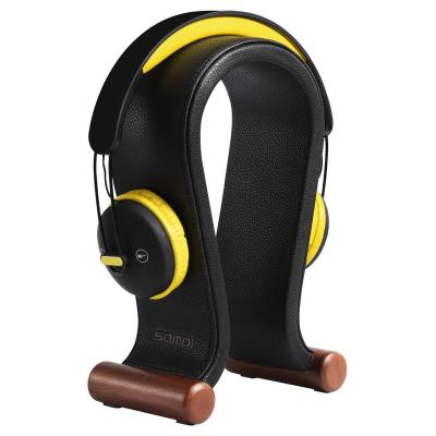 China For Earphone SAMDI Earphone Headphone Stand Natural Hanger Wooden Headset Stand for sale