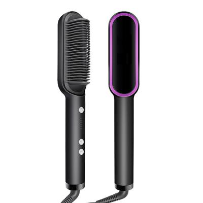 China Hotel 2 in 1 Straighten and Curl Hair Mini Hair Negative Ion Straightener Electric Brush Straightening Comb for sale