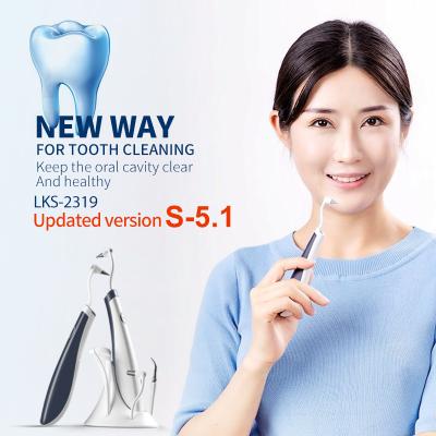 China 5 Different Replacement Heads Customized Logo Teeth Cleaning Ultrasonic Electric Teeth Cleaner Black Electronic Tooth Cleaner Teeth Cleaning Machine For Home for sale