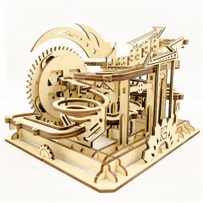 China Handmade Gift Toy Factory 3D Race Puzzle Wood Craft Wooden Craft Brain Teaser DIY Toy Gift Laser Cut Marble Novelty Products Kids Gift for sale