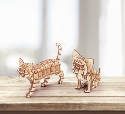 China Custom DIY Toy Jigsaw Puzzle Cat Animal Toys Sensory Toys 3d Jigsaw Puzzle Wooden Wooden Toys for sale