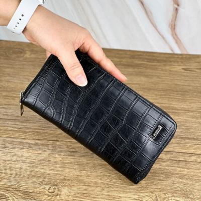 China Hot Selling Minimalist Zipper Long Wallet For Men Grabs Long Wallet Card Holder Men Wallet For Purse Buying Black Stocks for sale