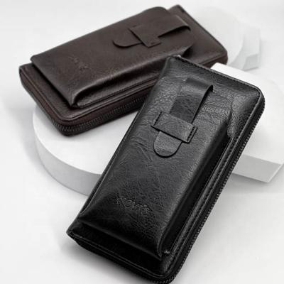 China 2022 Sale CRU HOVI Long New Vintage Style Male Clutches Long Wallet Zipper Mobile Phone Hot Causal Leather Men Wallet for sale