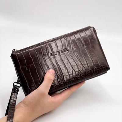 China PORTABLE Hot Selling 2022 New Design Clutch Bag Purses And Handbags For Men Crocodile PU Leather Clutch Bag With Zipper for sale