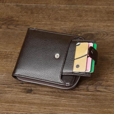 China Latest 2022 Business Men's Minimalist Minimalist Wallet With Card Holder Soft Leather Short Wallet Zipper PU Money Clip Short Purse Factory China for sale