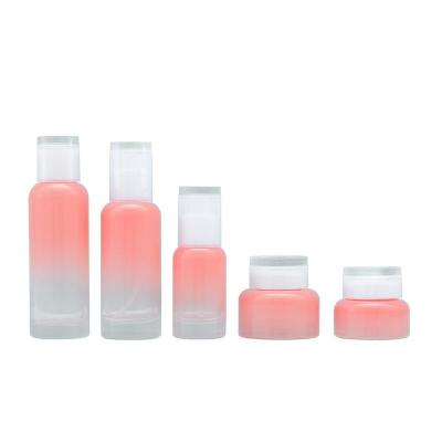 China Kundengebundene Luxuskosmetik 30g 50g 40ml 100ml 120ml, die rosa Glasacryllotions-Wesentlich-Flaschen-Gesichts-Cremetiegel verpacken zu verkaufen