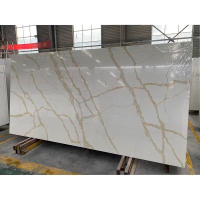 China Modern Natural White Quartz Stone China Calacatta Prefab Artificial Slab For Kitchens Countertops for sale