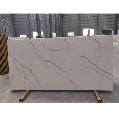 China Modern Quartz Countertops Polished Bookmatched Calacatta Outdoor Artificial White Quartz Slabs Countertops for sale