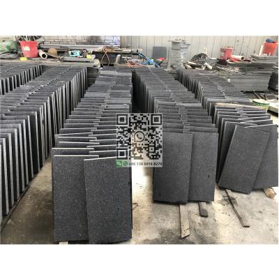 China Modern G684 Fuding Black Flamed Stone Wall Tiles Black Exterior Floor Tiles for sale