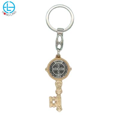 China Design the catholic Christ Jesus Cross St in metal. Benedict Metal Key Ring Keychain for sale