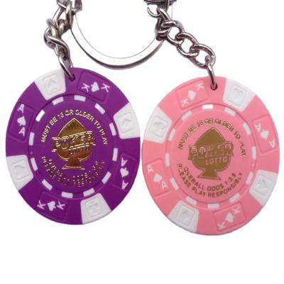 China Custom casino style printing keychains acrylic fashion poker chip key chain for sale