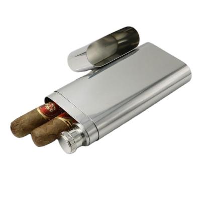 China Mini Hip Flask 2oz European Portable Whiskey Vodka Funnel Stainless Steel Hip Flask Cigar Free Tube for sale