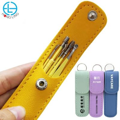 China Fashion Leather Case New PU Leather Package Ear Cleaners Set 6 In 1 Earwax Wholesales Or Custom Logo In Factory Promotional Cheap Price for sale