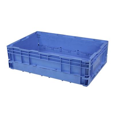 China Plastic/PP Lid Color Customized Large Hinged Collapsible Stackable Collapsible Plastic Crate Heavy Duty for sale