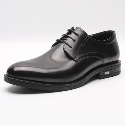 China Light Party Wear Black Genuine Leather Formal Stylish Derby Shoes For Men for sale