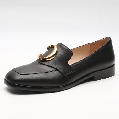 China New Arrival Breathable Portable Loafers Retro Buckle Loafers Black Flat Loafers For Female for sale