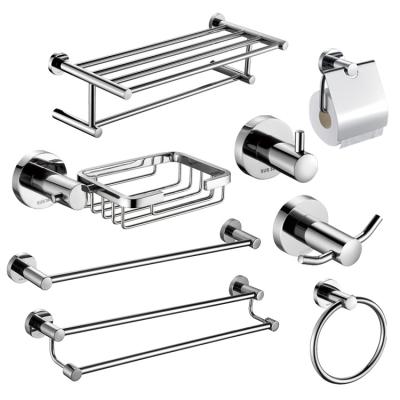 China Eight-piece Set Modern 304 Stainless Steel Hotel Bathroom Hardware Set Wall Mounted Bath Accessories Sets for sale