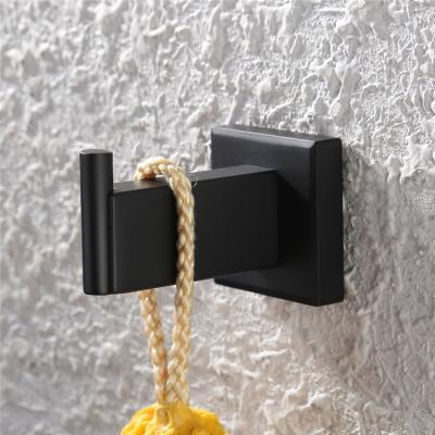 China Matte Coat Robe Single Hook 304 Stainless Steel Modern Bathroom Wall Mounted Black Towel Hook For Bathroom Toilet for sale