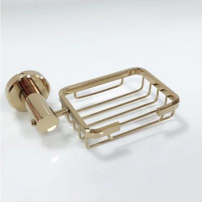 China Durable Gold 304 Stainless Steel Wall Mount Bathroom Soap Basket Square Soap Dish Holder For Hotel for sale