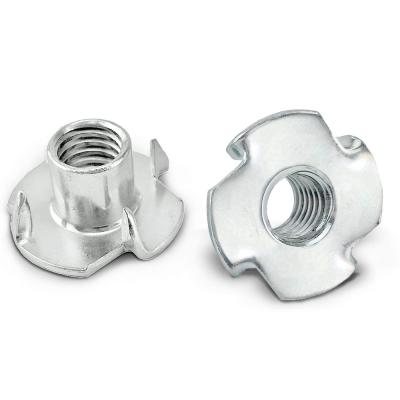 China Furniture Hardware Fastening 4 Prongs Galvanized Steel T Nut for sale